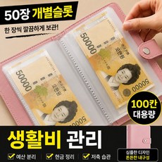 브로미 현금바인더 100칸 저축챌린지 다이어리 생활비 예산관리 캐시스터핑, 1개, 핑크