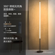 纖細LED落地燈，160公分，18W暖光，按鈕開關，簡約現代風落地檯燈, 160CM-T款白色（帶遙控）18W, 1個