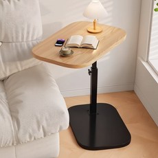 하루꿈 높이조절 거실 소파 사이드 테이블 침대 협탁 미니 테이블, 원목색
