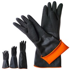 고트 왕두께 공업용고무장갑 3켤레 내화학 미끄럼방지 산업 작업용, 3세트, 블랙