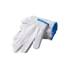 棉紗工作手套 棉麻耐磨搬運手套 工地作業防護手套 修車園藝多用途手套, 1套, 12雙, 白