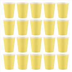 20 종의 종이 컵 (9oz) - 평범한 단색 생일 파티 테이블웨어 케이터링, 노란색