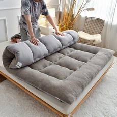 바닥 매트리스 손님용 토퍼 싱글 침대 두꺼운 요패드, 램 벨벳 10cm 그레이, 0.8mx1.9m, 벨벳 가을겨울 10cm 그레이, 12cm