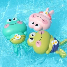 수영하는 개구리 삼총사 유아 목욕놀이 장난감 올 가족 3마리 세트, 그린+옐로우+핑크 3마리 세트, 1개