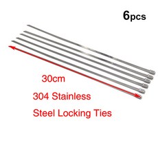 배기음튜닝 머플러 ZSDTRP 5cm x 5M 10M 15M 티타늄/블랙 배기 열 랩 롤 바이크 오토바이 유리 섬유 실드 테이프 스테인레스 넥타이, [04] 6pcs steel ties