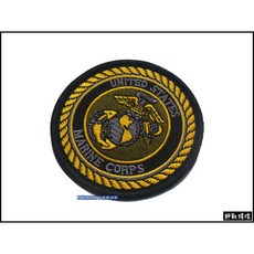 野戰搖滾-生存遊戲 U.S.MARINE 美國海軍陸戰隊刺繡臂章 肩章 識別章 生存遊戲配件, 軍綠色, 1個