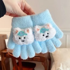 可愛小熊造型兒童手套，柔軟舒適保暖黃色系兒童配件