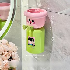 자석식 칫솔 컵 거치대 자석식 양치질 컵 구멍 뚫리지 않는 수납대 욕실 수납에 적합하다, 분홍색 + 초록색