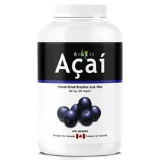 동결건조 아사이베리 + 비타민 C 500mg 200식물성캡슐 ACAI Max with Vitamin C 캐나다 직구, 1개, 200정
