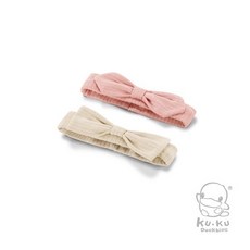 KUKU酷咕鴨 PLUS 竹纖羅紋造型髮帶, 1個, 竹纖羅紋蝴蝶髮帶 暖調杏+自然粉