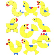 초등수학 분수조각 도형놀이 교육키트 자기주도 언어 키즈카페 모양 칠교 집줄역 색감, 1인용, 상세페이지참조