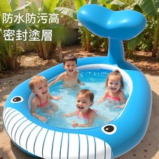 PVC充氣鯨魚造型泳池 附帳篷 附贈打氣筒 海洋球, 藍色鯨魚款不帶帳篷款送電動充氣泵海洋球10修補包, 1套