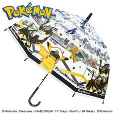 포켓몬스터 정품 돔형 원터치 투명 우산 비닐 장우산 55cm 크로스 블랙