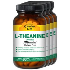 Country Life 左旋茶胺酸素食膠囊 200mg, 60 件, 4個
