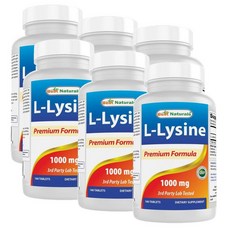 베스트 네츄럴스 엘라이신 1000mg Best Naturals L-Lysine, 180정, 6개