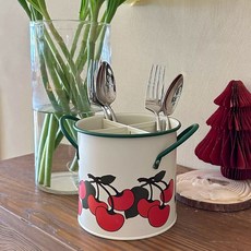빈티지 체리 수저꽂이 수저정리함 패턴 수저통 체리, B. 체리 식기 보관통