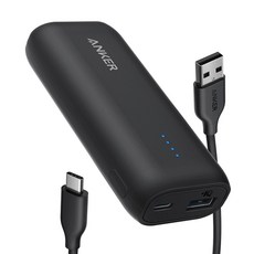 앤커 C타입 USB 동시고속충전 미니 보조배터리 + C타입 케이블, A1112, 블랙