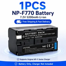 NP-F770 배터리 팩 LED 비디오 조명 모니터용 7.2V 5200mAh 충전식 리튬 이온, 01 1 Battery