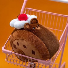 可愛甜品奶油蛋糕 抱枕公仔 毛絨玩具 立體水果 沙發靠墊 玩偶 生日禮物 40cm, 黑糖可可蛋糕卷靠枕,40cm0 36kg