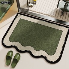 DFMEI 法式復古浴室地墊, 1個, 綠嶼-曲
