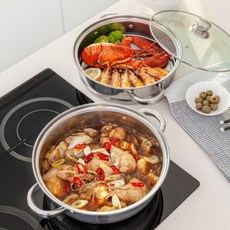 인덕션 냄비 2단 찜냄비 찜기 찜솥 세트 28cm, 1개, 상세페이지 참조
