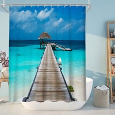 해변 풍경 프린트 자연 3D 가림막커튼 수채화 셀프 커튼 정원 원목 듀얼 겨울