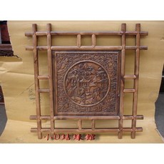 小o結緣館 仿古香樟木山水美景窗花 81x2.7x81 快速到貨專區