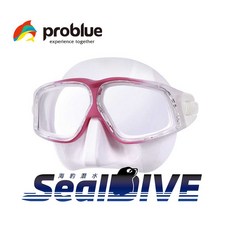 海豹潛水 PROBLUE 藍鯨漁獵自由潛水矽膠點噴雙面鏡 自由潛水面鏡 雙面鏡 潛水面鏡, 粉色