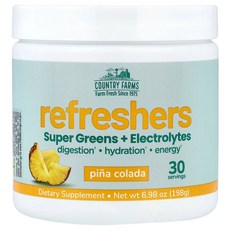 Country Farms Refreshers 슈퍼 그린 + 전해질 피나콜라다 198g(6.98oz) Farms (컨트리 팜), Country Farms, Refreshers, 슈퍼, 1개