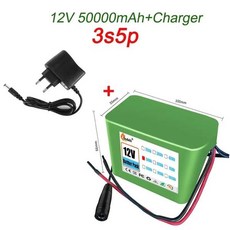 50000mAh 리튬 배터리 팩 18650 BMS 충전기 12V 3S5P 대용량 배터리와 낚시 자전거에 대 한 충전식, [02] 회색