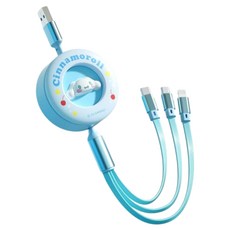 산리오 3인1 데이터 케이블 20W SJ-719, 1개, 블루, 120cm