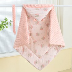 新生兒純棉包被豆豆絨嬰兒包被產房秋冬加厚外出冬季a類襁褓抱被, 月亮熊粉