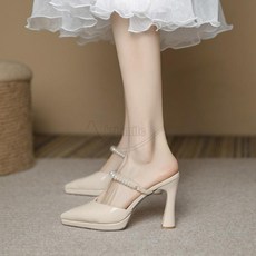 Krismile 10cm 에나멜 가보시 스트랩 통굽 뮬 힐 2colorKrismile5/6