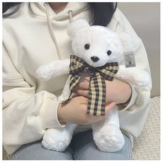 곰인형 ART러브체크 국산테디베어 애착곰인형 곰돌이 어린이날선물, 40cm, 화이트, 1개