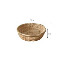MMMH 手工藤編收納籃 20x5cm, 原木色, 1個