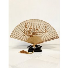 紅檀木透雕梅香扇 非遺手工, 如圖所示, 1個