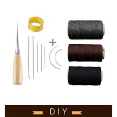 가죽공예 공구세트 입문용 가죽 바느질 왁스실 바늘 DIY 구두 가방 수선용, 1개, TYPE6-1 검정+갈색+회색