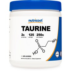 nutricost 牛磺酸補充粉 無調味 無麩質, 250g, 1罐