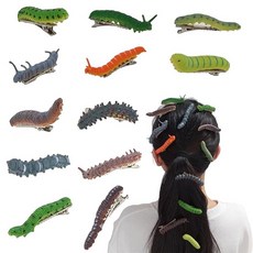 12피스 재미있는 애벌레 헤어 장식 할로윈 벌레 클립 독특한 무당벌레 액세서리 소름 끼치는 크롤러 지렁이 오리발 클립 261056