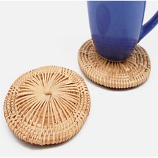 수제 라탄 받침 다용도받침대 원형나무받침대 화분받침대, 1