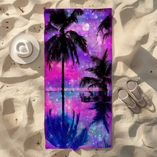 JIT 熱帶落日風景樹沙灘浴巾 運動毛巾, D,50*100釐米, 1個