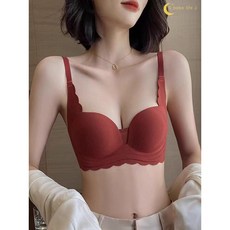 條紋光面無痕美背少女內衣 小胸平胸加厚集中上托防下垂文胸罩