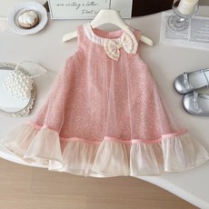 Arbea 女童無袖蝴蝶結網紗洋裝