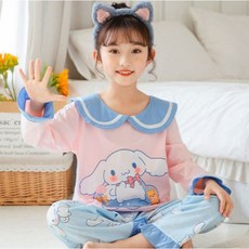 女童荷葉邊睡衣褲套裝 卡通圖案