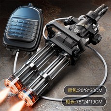 총구 LED 2구 워터밤 회전발사 개틀링 전동물총 자동 워터건, 블랙+3L, 1개