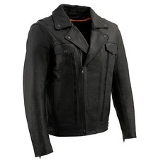 Milwaukee Leather 밀워키 레더 남성용 양면 유틸리티 피스톨 피트 재킷 (블랙 XL), X-Large