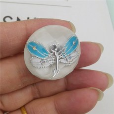 수입단추 고급 큐빅 단추 메탈 보석단추 빈티지 보석 블라우스 자켓 가디건, 2개, 1개, 연파랑 흰색 바닥 파란 흰색 잠자리 27mm