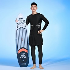 남성 전신수영복 반팔 바지 수영장 래쉬가드 수영복 3종세트