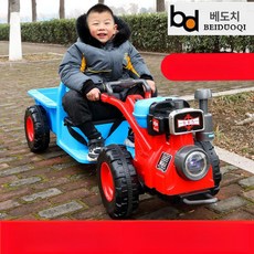 경운기 어린이 키즈 전동 전동차 중장비 유아 트랙터, 듀얼 구동, 1개, 업그레이드 12V 대용량 배터리