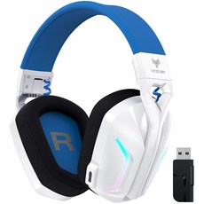 WESEARY WG1 가상 7.1 사운드 게이밍 헤드셋 PC 게임 2.4G 블루투스 무선 헤드폰 노이즈 캔슬링 마이크, 가상7.1 화이트 블루